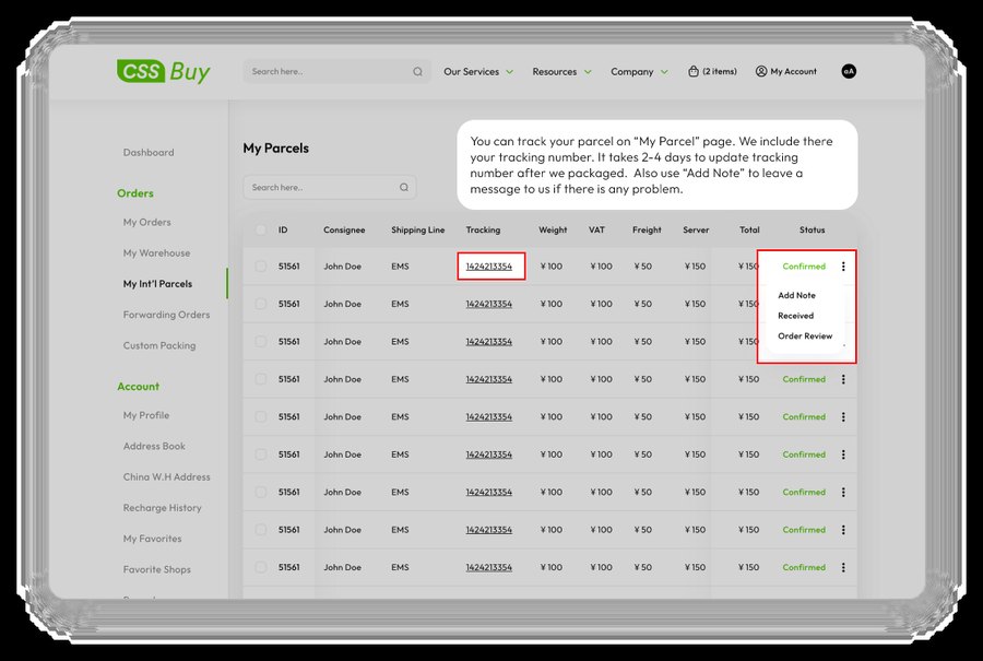 CSSBuy order step 6: Delivery & review
